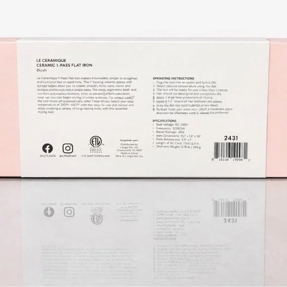 Lange Ceramic Flat Iron in Soft Pink new sealed! - Picture 3 of 4